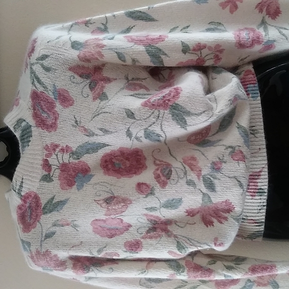 Vintage Floral Muckneck Sweater Silk & Angora Lambswool Small - Picture 9 of 12